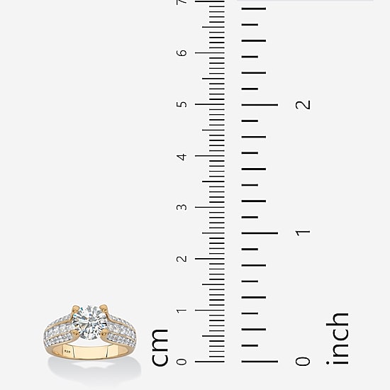 DiamonArt® Womens 2 3/4 CT. T.W. White Cubic Zirconia 14K Gold Over Silver Engagement Ring