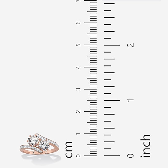 DiamonArt® Womens 2 1/5 CT. T.W. White Cubic Zirconia 18K Rose Gold Over Silver Cocktail Ring