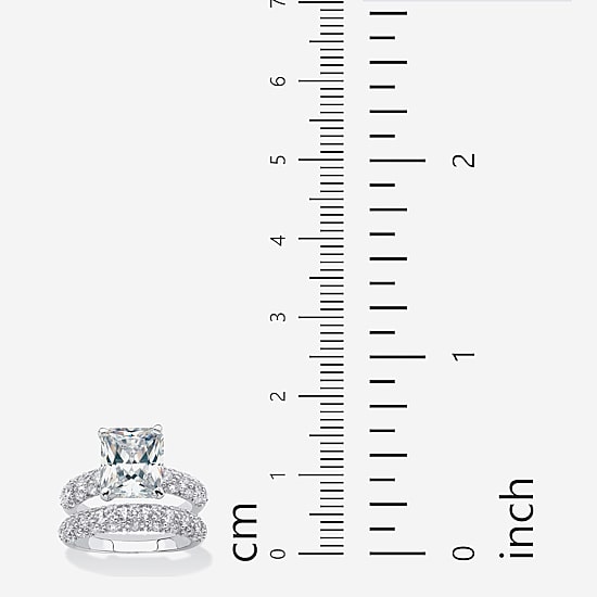 DiamonArt® Womens White Cubic Zirconia Platinum Over Silver Bridal Set