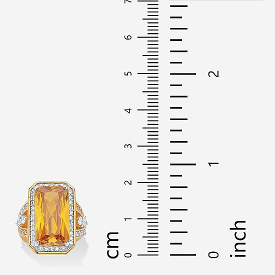 Womens Yellow Cubic Zirconia 14K Gold Over Brass Cocktail Ring