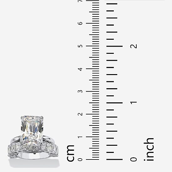 DiamonArt® Womens White Cubic Zirconia Platinum Over Silver Bridal Set