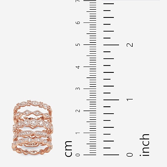 Womens 15MM 1 1/2 CT. T.W. Cubic Zirconia 14k Rose Gold Over Brass Band