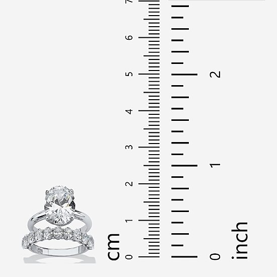 Womens Cubic Zirconia Platinum Over Silver Bridal Set