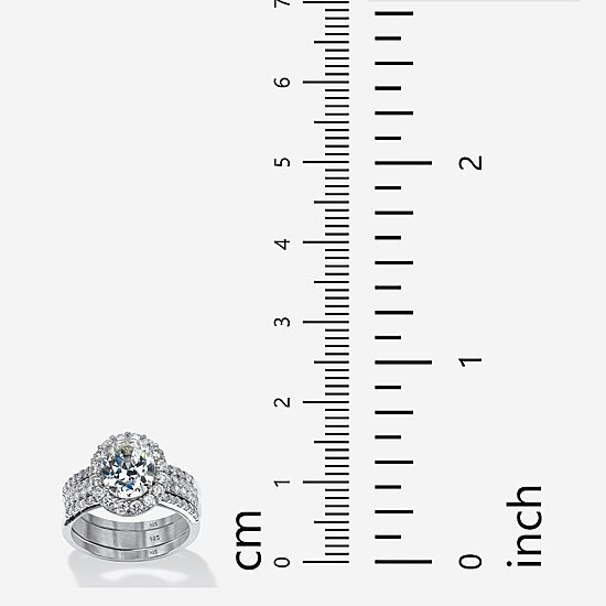 DiamonArt® Womens 3 3/4 CT. T.W. White Cubic Zirconia Platinum Over Silver Bridal Set
