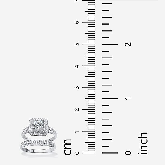 DiamonArt® Womens 1 1/2 CT. T.W. White Cubic Zirconia Platinum Over Silver Bridal Set