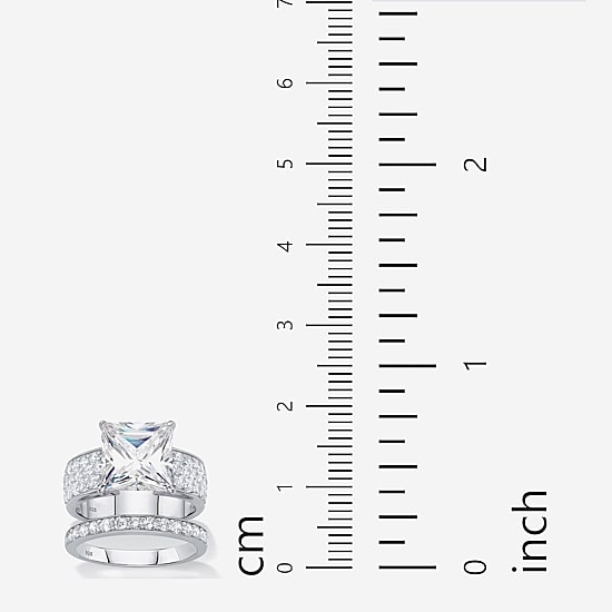 DiamonArt® Womens 4 3/4 CT. T.W. White Cubic Zirconia Platinum Over Silver Bridal Set