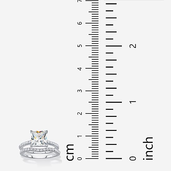 DiamonArt® Womens 2 3/4 CT. T.W. White Cubic Zirconia Platinum Over Silver Bridal Set