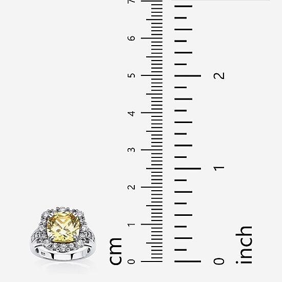 DiamonArt® Womens 3 1/2 CT. T.W Yellow Cubic Zirconia Platinum Over Silver Cocktail Ring