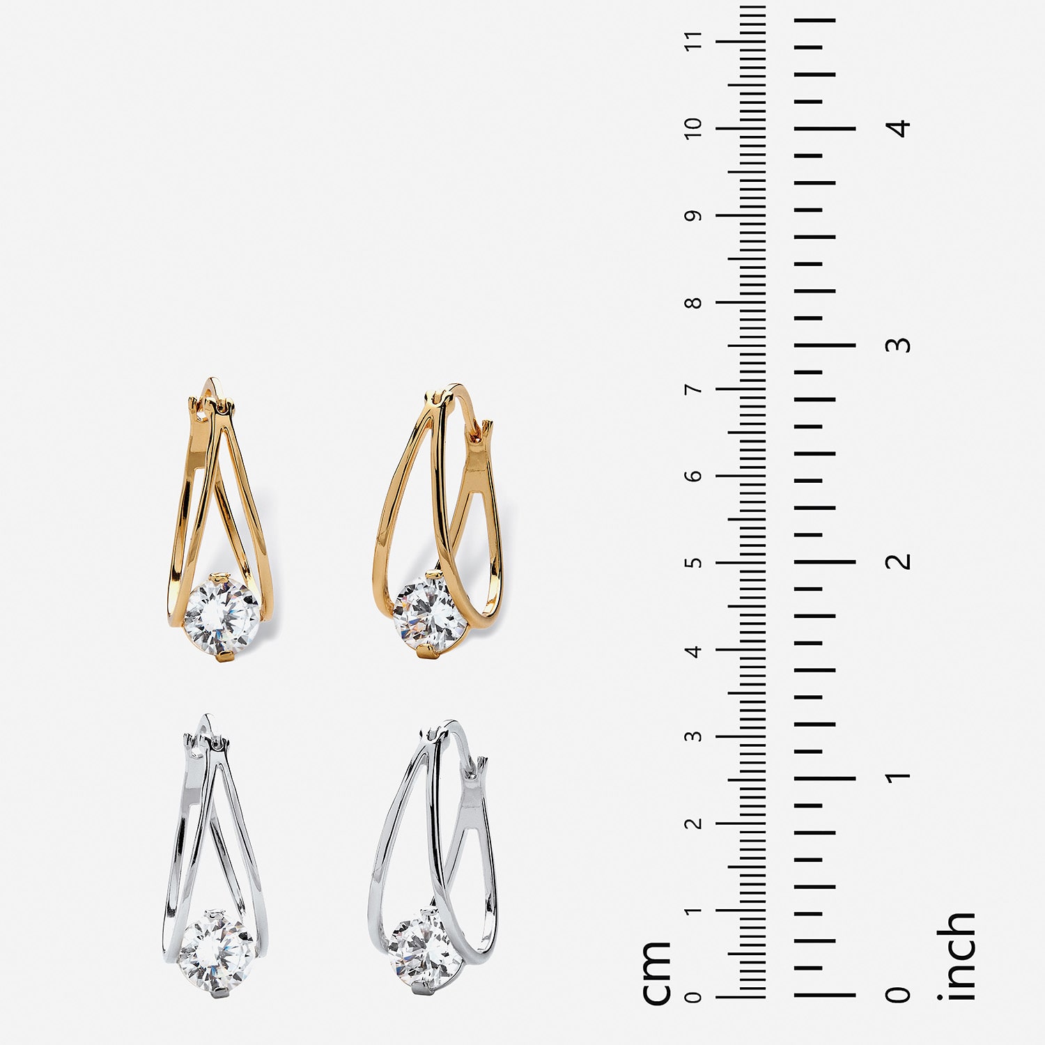 DiamonArt® White Cubic Zirconia 14K Gold Over Brass 28mm Hoop Earrings