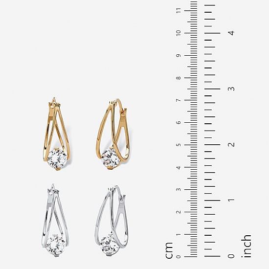 DiamonArt® White Cubic Zirconia 14K Gold Over Brass 28mm Hoop Earrings