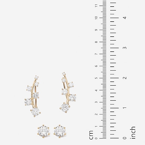 DiamonArt® 2 1/5 CT. T.W. White Cubic Zirconia 14K Gold Over Silver Ear Pins