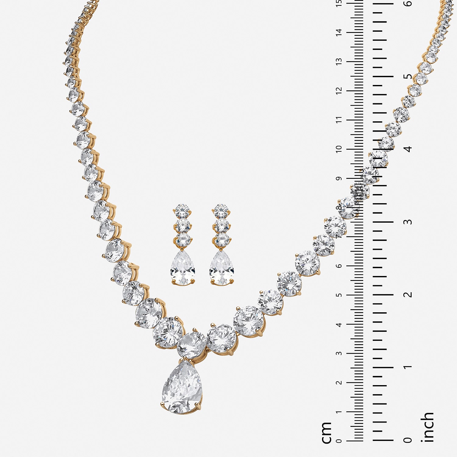 DiamonArt® Womens 2-pc. White Cubic Zirconia 14K Gold Over Brass Necklace Set