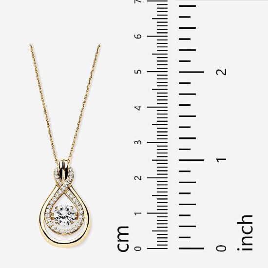 DiamonArt® Womens 1 1/4 CT. T.W. White Cubic Zirconia 14K Gold Over Silver Pendant Necklace