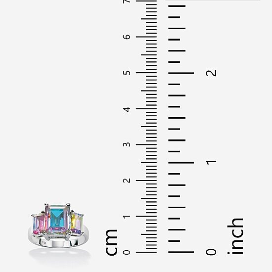 DiamonArt® Womens 5 1/2 CT. T.W. Multi Color Cubic Zirconia Sterling Silver Cocktail Ring