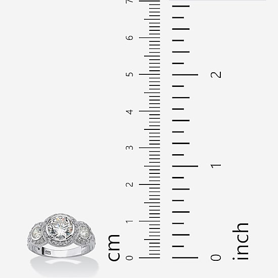DiamonArt® Womens 3 CT. T.W. White Cubic Zirconia Sterling Silver Engagement Ring