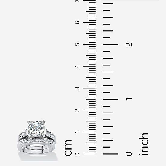 DiamonArt® Womens 4 CT. T.W. White Cubic Zirconia Platinum Over Silver Bridal Set