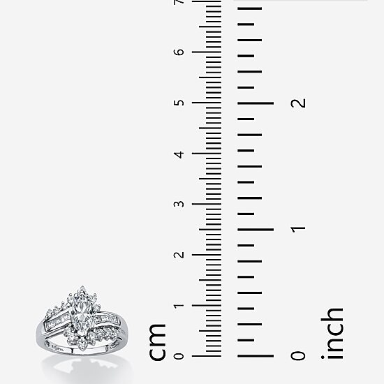DiamonArt® Womens 1 5/8 CT. T.W. White Cubic Zirconia Platinum Over Silver Engagement Ring