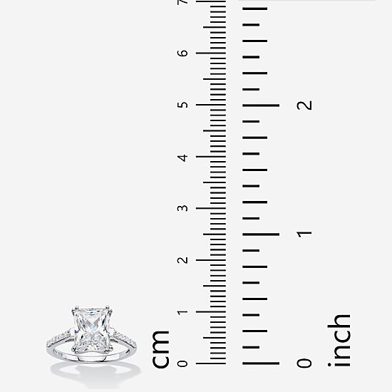 DiamonArt® Womens 4 CT. T.W. White Cubic Zirconia Platinum Over Silver Engagement Ring