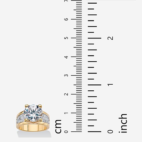 Womens Cubic Zirconia 14K Gold Over Brass Engagement Ring