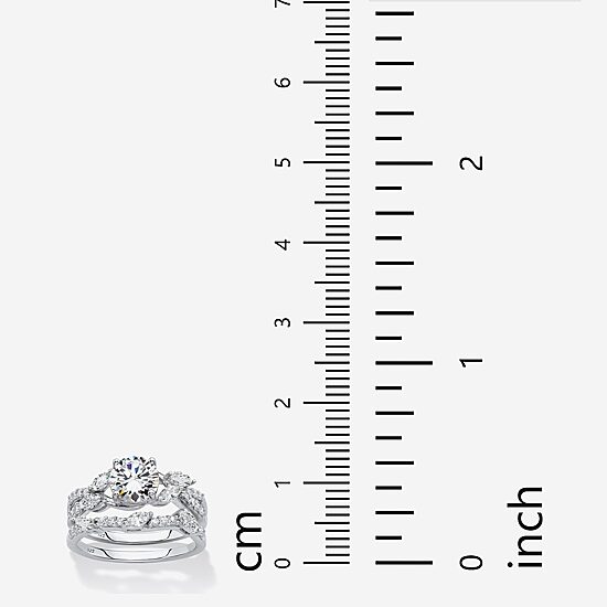 DiamonArt® Womens 2 1/2 CT. T.W. White Cubic Zirconia Platinum Over Silver Bridal Set