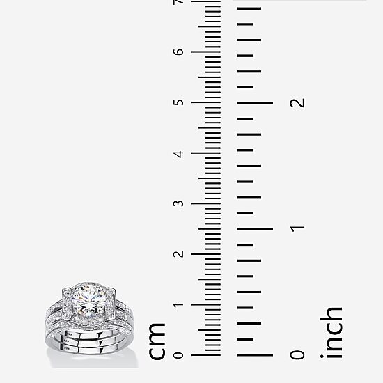 DiamonArt® Womens 2 1/3 CT. T.W. White Cubic Zirconia Platinum Over Silver Bridal Set