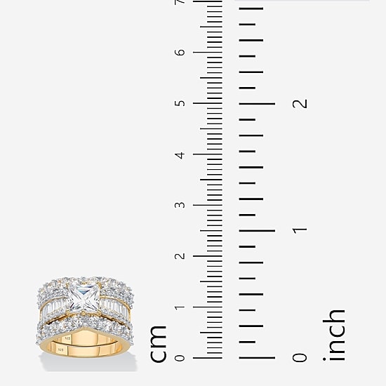 DiamonArt® Womens White Cubic Zirconia 14K Gold Over Silver Bridal Set