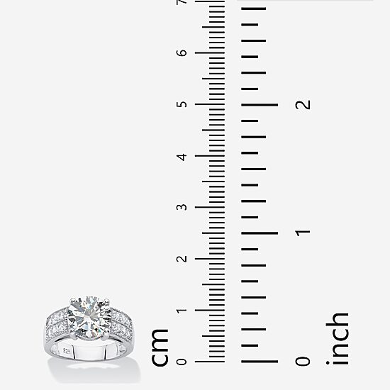 DiamonArt® Womens 4 1/2 CT. T.W. White Cubic Zirconia Platinum Over Silver Round Engagement Ring