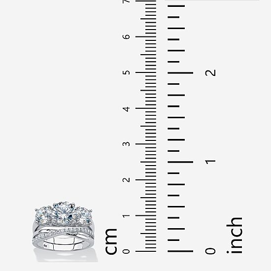 DiamonArt® Womens 4 1/4 CT. T.W. White Cubic Zirconia Platinum Over Silver Round Bridal Set