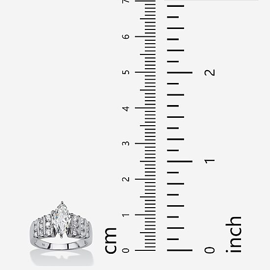 DiamonArt® Womens 2 3/4 CT. T.W. White Cubic Zirconia Platinum Over Silver Engagement Ring