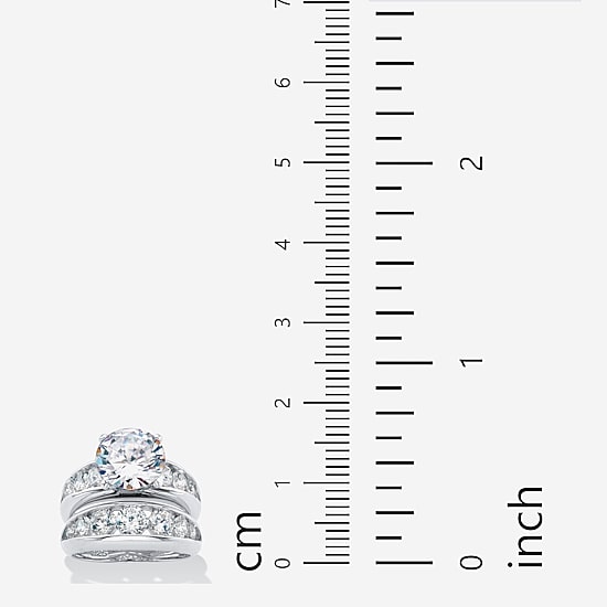 DiamonArt® Womens White Cubic Zirconia Sterling Silver Round Bridal Set
