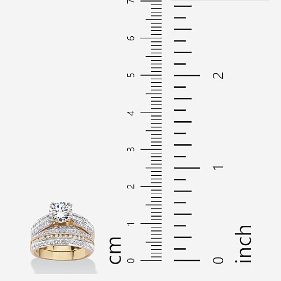 DiamonArt® Womens 2 1/2 CT. T.W. White Cubic Zirconia 18K Gold Over Silver Round Bridal Set