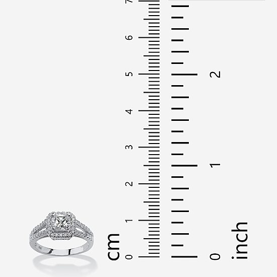 DiamonArt® Womens 1 5/8 CT. T.W. White Cubic Zirconia Platinum Over Silver Square Engagement Ring