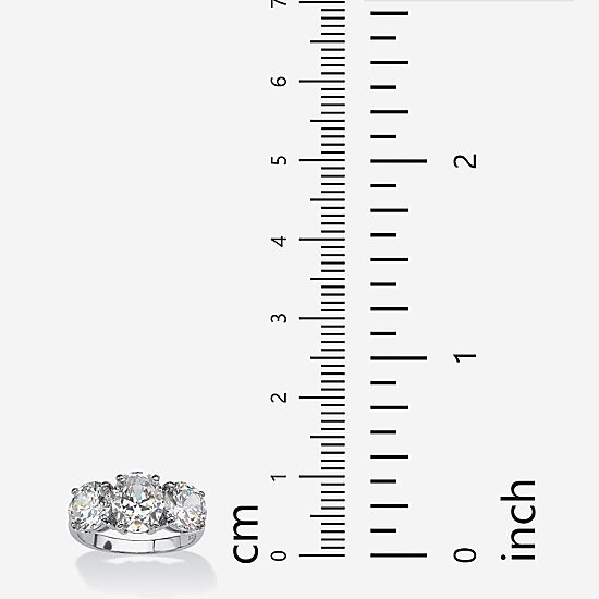 DiamonArt® Womens White Cubic Zirconia Platinum Over Silver Oval Engagement Ring