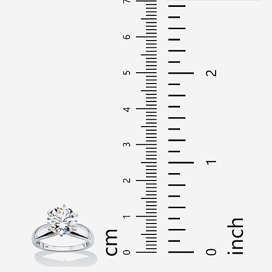 DiamonArt® Womens 3 1/2 CT. T.W. White Cubic Zirconia Platinum Over Silver Round Engagement Ring