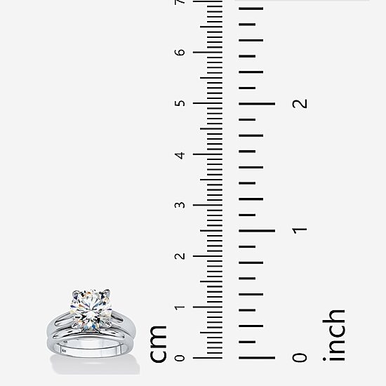 DiamonArt® Womens 3 CT. T.W. White Cubic Zirconia Platinum Over Silver Round Bridal Set