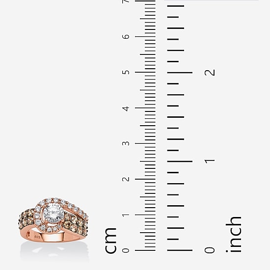 DiamonArt® Womens 2 1/2 CT. T.W. White Cubic Zirconia 14K Rose Gold Over Silver Round Cocktail Ring