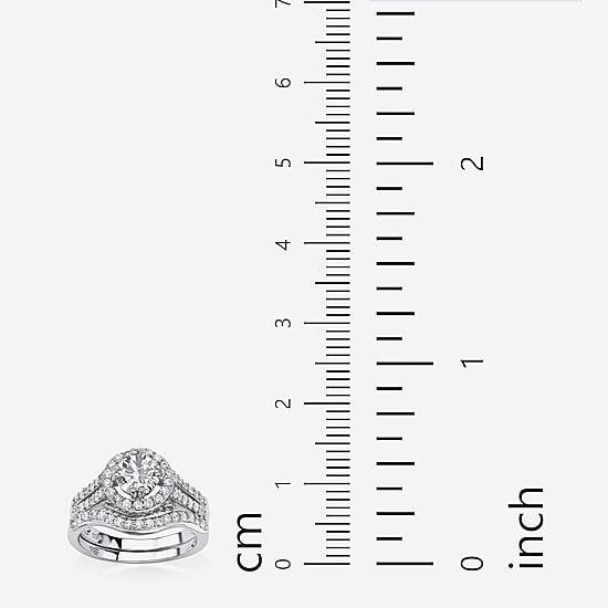 DiamonArt® Womens 1 5/8 CT. T.W. White Cubic Zirconia Platinum Over Silver Round Bridal Set