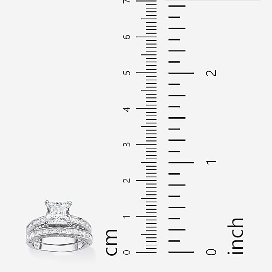 DiamonArt® Womens 3 1/2 CT. T.W White Cubic Zirconia Platinum Over Silver Square Bridal Set