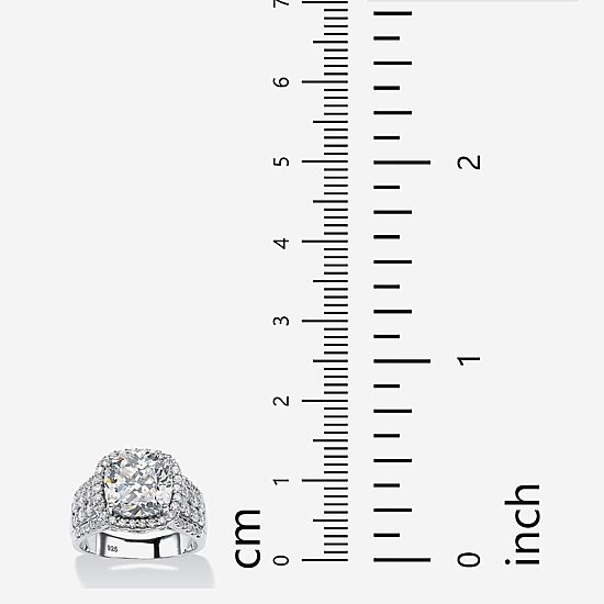 DiamonArt® Womens 3 3/4 CT. T.W. White Cubic Zirconia Platinum Over Silver Square Engagement Ring