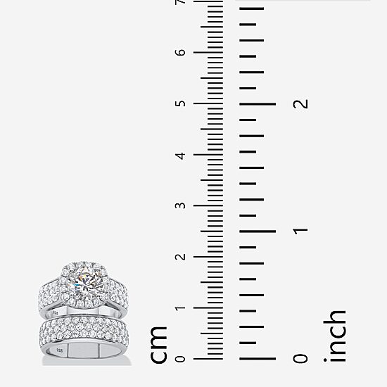 DiamonArt® Womens 4 1/2 CT. T.W. White Cubic Zirconia Platinum Over Silver Round Bridal Set