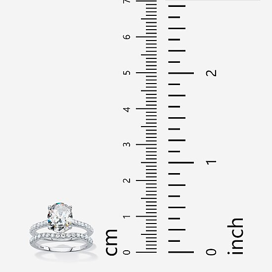 DiamonArt® Womens 3 1/4 CT. T.W. White Cubic Zirconia Platinum Over Silver Oval Bridal Set
