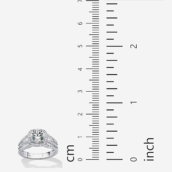 DiamonArt® Womens 2 1/4 CT. T.W. White Cubic Zirconia Platinum Over Silver Round Engagement Ring