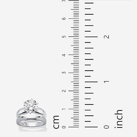DiamonArt® Womens 3 1/2 CT. T.W White Cubic Zirconia Platinum Over Silver Round Bridal Set