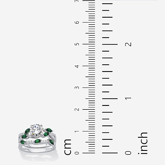 DiamonArt® Womens 2 1/3 CT. T.W. White Cubic Zirconia Platinum Over Silver Round Bridal Set