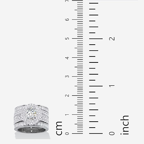 DiamonArt® Womens 3 1/2 CT. T.W White Cubic Zirconia Platinum Over Silver Oval Bridal Set