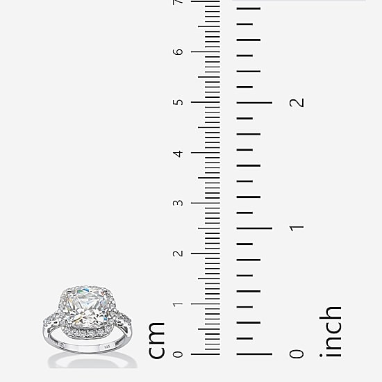 DiamonArt® Womens 3 CT. T.W. Lab Created White Sapphire Platinum Over Silver Square Engagement Ring