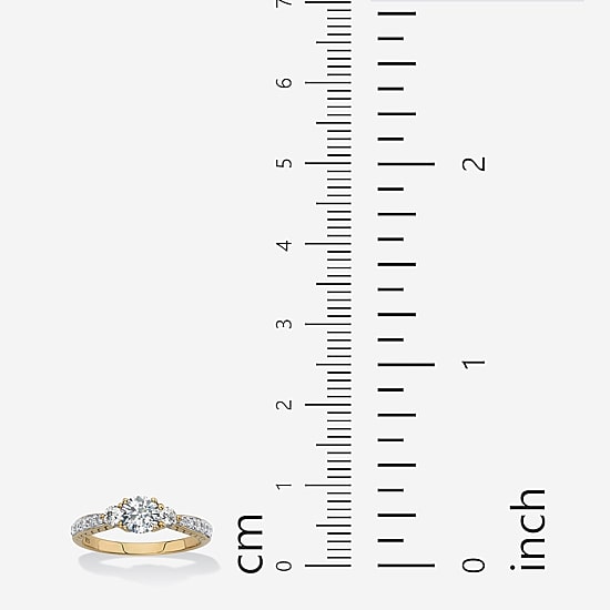 DiamonaArt Womens 1 1/2 CT. T.W. Lab Created White Sapphire 18K Gold Over Silver Round Engagement Ring