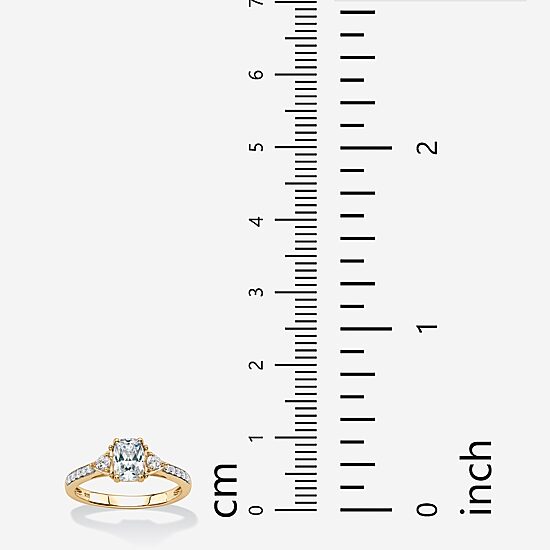 DiamonArt® Womens 1 3/4 CT. T.W. Lab Created White Sapphire 18K Gold Over Silver Rectangular Engagement Ring