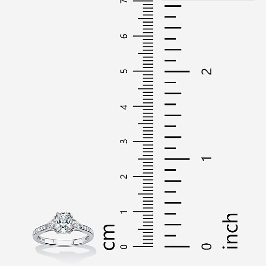 DiamonArt® Womens 1 3/4 CT. T.W. Lab Created White Sapphire Platinum Over Silver Rectangular Engagement Ring