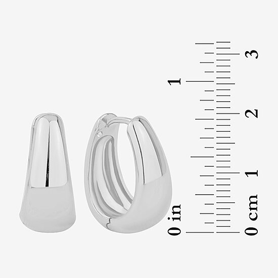 Silver Reflections Womens 20mm Heart Hoop Earrings